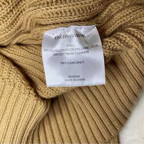 NWT JONATHAN SIMKHAI Amaris Wrap Sweater in Camel - Size Small - Picture 12 of 13